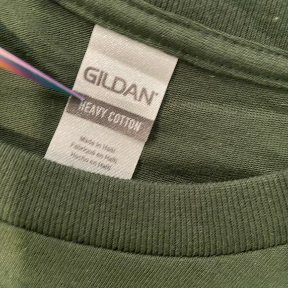 NWOT Green Size L Graphic Print Tee Shirt Love Camping Drinking Woods Funny - Picture 8 of 11